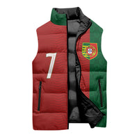 Portuguese Football Custom Sleeveless Puffer Jacket Wave Pattern Heritage Crest