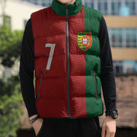 Portuguese Football Custom Sleeveless Puffer Jacket Wave Pattern Heritage Crest