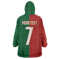 Portuguese Football Custom Wearable Blanket Hoodie Wave Pattern Heritage Crest