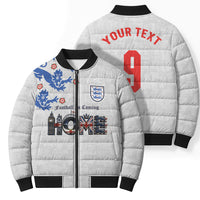 Custom England National Football Bomber Puffer Jacket Football is Coming Home Typography Sporty Style