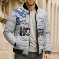 Custom England National Football Bomber Puffer Jacket Football is Coming Home Typography Sporty Style