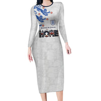 Custom England National Football Long Sleeve Bodycon Dress Football is Coming Home Typography Sporty Style