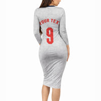 Custom England National Football Long Sleeve Bodycon Dress Football is Coming Home Typography Sporty Style