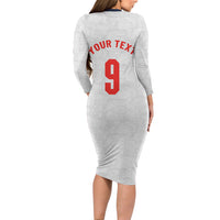 Custom England National Football Long Sleeve Bodycon Dress Football is Coming Home Typography Sporty Style
