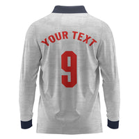 Custom England National Football Long Sleeve Polo Shirt Football is Coming Home Typography Sporty Style