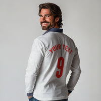 Custom England National Football Long Sleeve Polo Shirt Football is Coming Home Typography Sporty Style