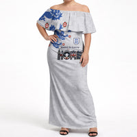 Custom England National Football Off Shoulder Maxi Dress Football is Coming Home Typography Sporty Style
