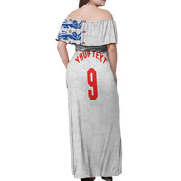 Custom England National Football Off Shoulder Maxi Dress Football is Coming Home Typography Sporty Style