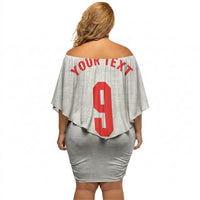 Custom England National Football Off Shoulder Short Dress Football is Coming Home Typography Sporty Style