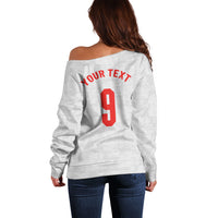Custom England National Football Off Shoulder Sweater Football is Coming Home Typography Sporty Style