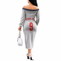 Custom England National Football Off The Shoulder Long Sleeve Dress Football is Coming Home Typography Sporty Style