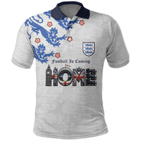 Custom England National Football Polo Shirt Football is Coming Home Typography Sporty Style