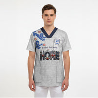 Custom England National Football Scrub Top Football is Coming Home Typography Sporty Style