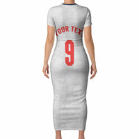 Custom England National Football Short Sleeve Bodycon Dress Football is Coming Home Typography Sporty Style