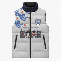 Custom England National Football Sleeveless Puffer Jacket Football is Coming Home Typography Sporty Style