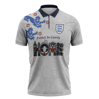 Custom England National Football Zipper Polo Shirt Football is Coming Home Typography Sporty Style
