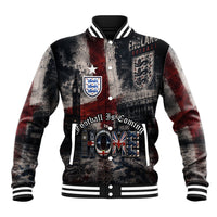 England National Football Baseball Jacket Football is Coming Home Typography Grunge Style