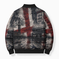 England National Football Bomber Puffer Jacket Football is Coming Home Typography Grunge Style