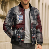 England National Football Bomber Puffer Jacket Football is Coming Home Typography Grunge Style