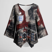 England National Football Kimono Sleeve Blouse Football is Coming Home Typography Grunge Style