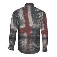 England National Football Long Sleeve Button Shirt Football is Coming Home Typography Grunge Style