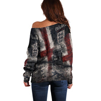 England National Football Off Shoulder Sweater Football is Coming Home Typography Grunge Style