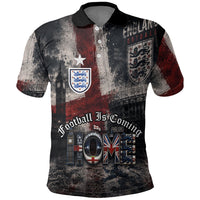 England National Football Polo Shirt Football is Coming Home Typography Grunge Style