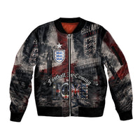 England National Football Sleeve Zip Bomber Jacket Football is Coming Home Typography Grunge Style