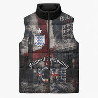 England National Football Sleeveless Puffer Jacket Football is Coming Home Typography Grunge Style