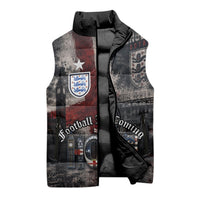 England National Football Sleeveless Puffer Jacket Football is Coming Home Typography Grunge Style