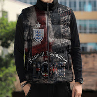 England National Football Sleeveless Puffer Jacket Football is Coming Home Typography Grunge Style
