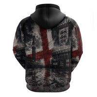 England National Football Zip Hoodie Football is Coming Home Typography Grunge Style