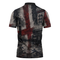 England National Football Zipper Polo Shirt Football is Coming Home Typography Grunge Style