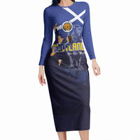 Custom Scotland National Football Long Sleeve Bodycon Dress Volley to the North America 2026