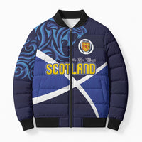 Custom Scotland National Football Bomber Puffer Jacket Lions with Flag Sporty Tartan Style