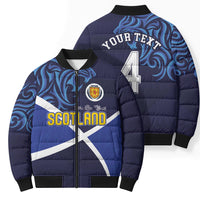 Custom Scotland National Football Bomber Puffer Jacket Lions with Flag Sporty Tartan Style