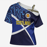 Custom Scotland National Football Cross Shoulder Shirt Lions with Flag Sporty Tartan Style