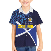Custom Scotland National Football Kid Hawaiian Shirt Lions with Flag Sporty Tartan Style