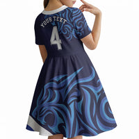 Custom Scotland National Football Kid Short Sleeve Dress Lions with Flag Sporty Tartan Style