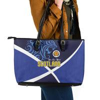 Scotland National Football Leather Tote Bag Lions with Flag Sporty Tartan Style
