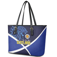 Scotland National Football Leather Tote Bag Lions with Flag Sporty Tartan Style