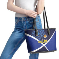 Scotland National Football Leather Tote Bag Lions with Flag Sporty Tartan Style
