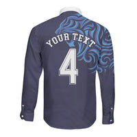 Custom Scotland National Football Long Sleeve Button Shirt Lions with Flag Sporty Tartan Style
