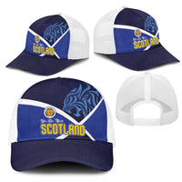 Scotland National Football Mesh Trucker Cap Lions with Flag Sporty Tartan Style