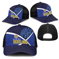 Scotland National Football Mesh Trucker Cap Lions with Flag Sporty Tartan Style