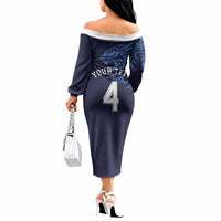Custom Scotland National Football Off The Shoulder Long Sleeve Dress Lions with Flag Sporty Tartan Style