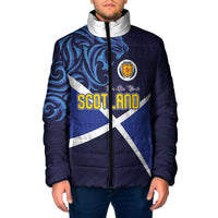 Custom Scotland National Football Padded Jacket Lions with Flag Sporty Tartan Style