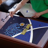 Scotland National Football Puzzle Lions with Flag Sporty Tartan Style