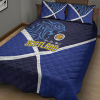 Scotland National Football Quilt Bed Set Lions with Flag Sporty Tartan Style