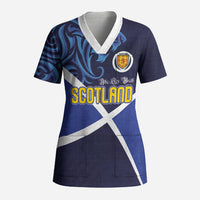 Custom Scotland National Football Scrub Top Lions with Flag Sporty Tartan Style